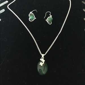 9.25 Sterling silver Jade set